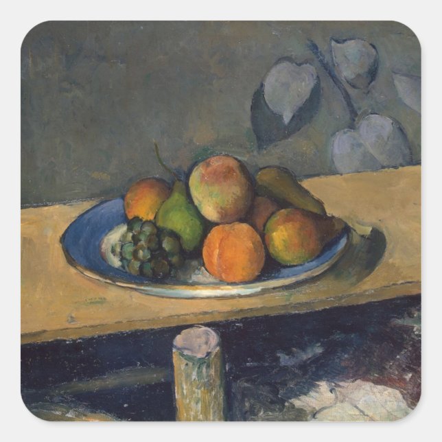 Adesivo Quadrado Paul Cezanne | Maçãs, peras e uvas, c.1879 (Frente)