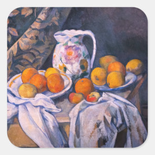 Adesivo Quadrado Paul Cezanne - Natureza Morta com uma Cortina
