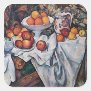 Adesivo Quadrado Paul Cezanne - Natureza Morta, Maçãs e Laranjas