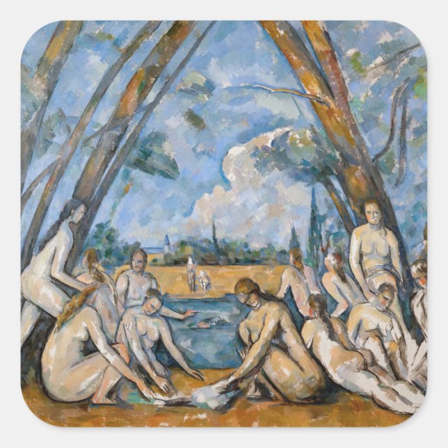 Adesivo Quadrado Paul Cezanne - Os Grandes Banhistas (Frente)