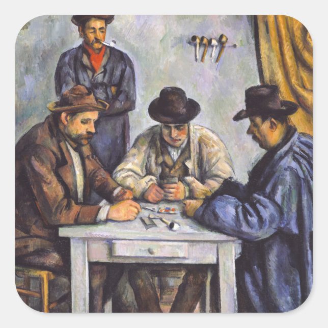 Adesivo Quadrado Paul Cezanne - Os Jogadores De Cartão (Frente)