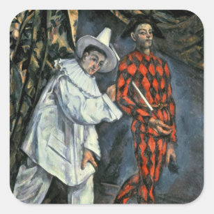 Adesivo Quadrado Paul Cezanne   Pierrot e Harlequin, 1888