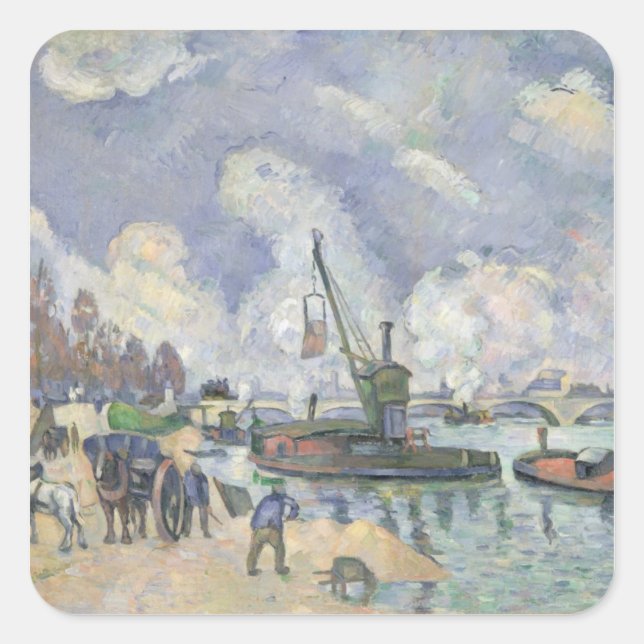 Adesivo Quadrado Paul Cezanne | Quai de Bercy, Paris, 1873-75 (Frente)