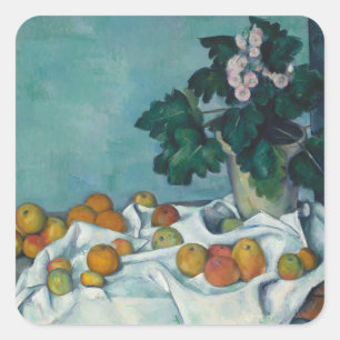 Adesivo Quadrado Paul Cezanne   Vida Estática com Maçãs e um Pot