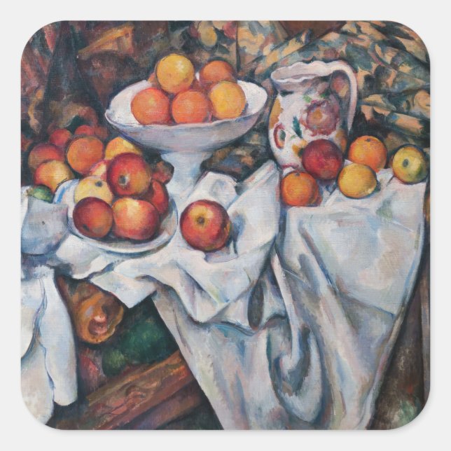Adesivo Quadrado Paul Cezanne - Vida Estática, Maçãs e Laranjas (Frente)