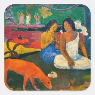 Adesivo Quadrado Paul Gauguin - Árearea / O Cachorro Vermelho