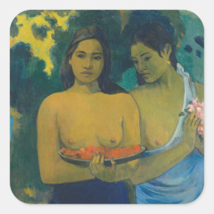 Adesivo Quadrado Paul Gauguin - Duas Mulheres Tahitianas
