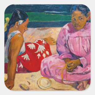 Adesivo Quadrado Paul Gauguin - Mulheres taitianas na praia