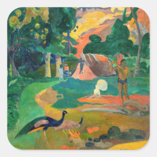 Adesivo Quadrado Paul Gauguin - Paisagem com Pavões / Matamoe