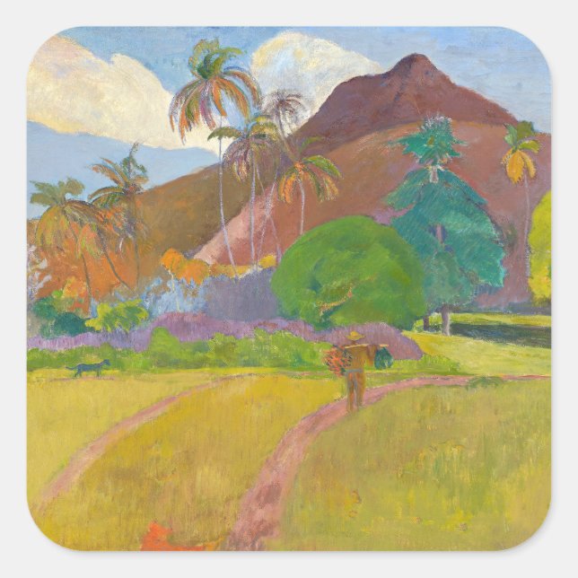 Adesivo Quadrado Paul Gauguin - Paisagem Tahitiana (Frente)