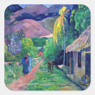 Adesivo Quadrado Paul Gauguin - Rua no Taiti
