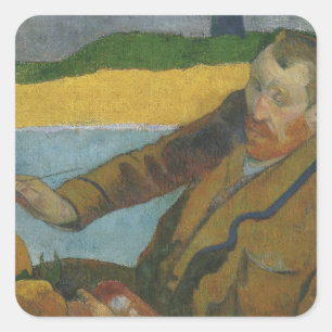 Adesivo Quadrado Paul Gauguin Vincent van Gogh pintando girassóis