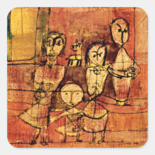 Adesivo Quadrado Paul Klee - Crianças e Cachorros, famosa trabalho
