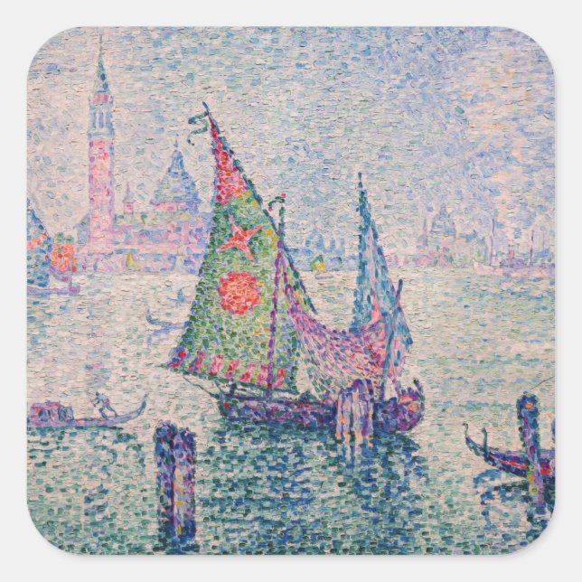 Adesivo Quadrado Paul Signac - A vela verde (Frente)