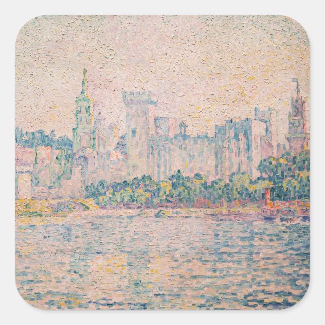 Adesivo Quadrado Paul Signac - Avinhão, Manhã (Frente)