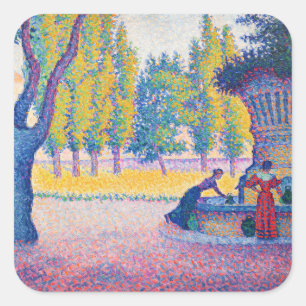 Adesivo Quadrado Paul Signac - Fountain des Lices, Santo-Tropez