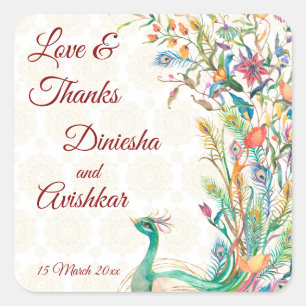 Adesivo Quadrado Pavão árabe padrão árabe presente de casamento ind