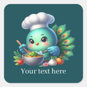 Adesivo Quadrado Pavão cozinhar bonito personalizável
