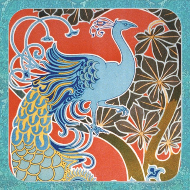 Adesivo Quadrado Pavão em Vermelho (Criador carregado)