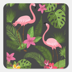 Adesivo Quadrado Pavão-Pink Padrão com Flor