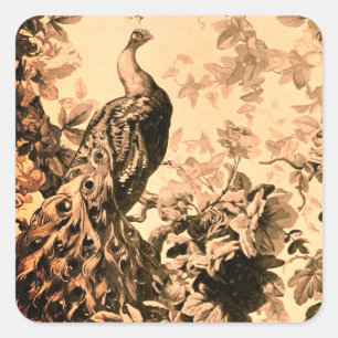 Adesivo Quadrado Pavão vitoriano, padrão de película elegante flora