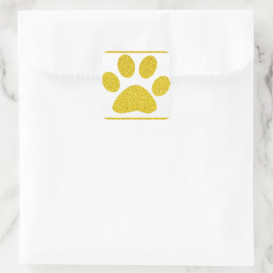 Adesivo Quadrado Paw Prints Dourado Brilho Branco Fofo Elegante Fer