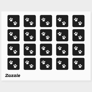 Adesivo Quadrado Paw Prints Patterns Custom Black White Cute 