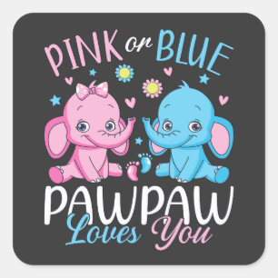 Adesivo Quadrado Pawpaw Rosa Ou Azul Te Ama Bebê Elefante