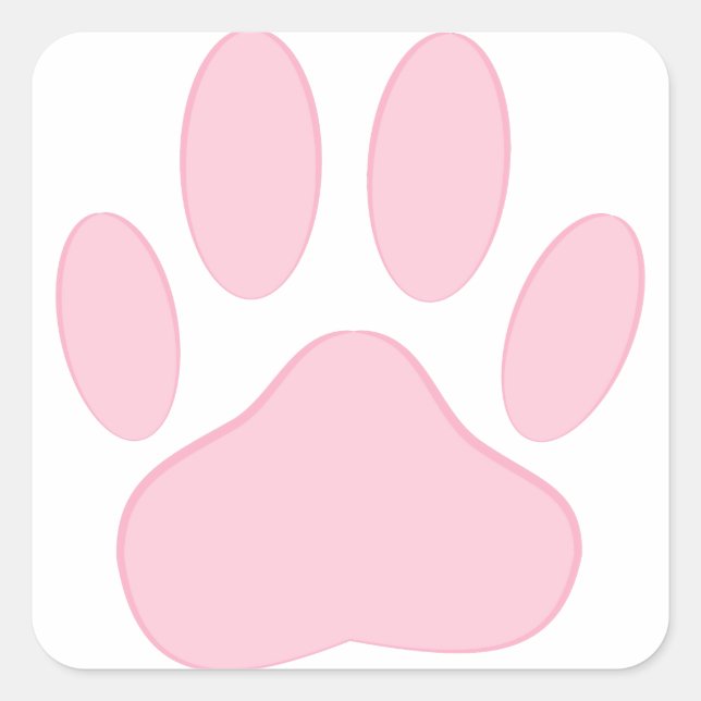 Adesivo Quadrado Pawprint Rosa (Frente)