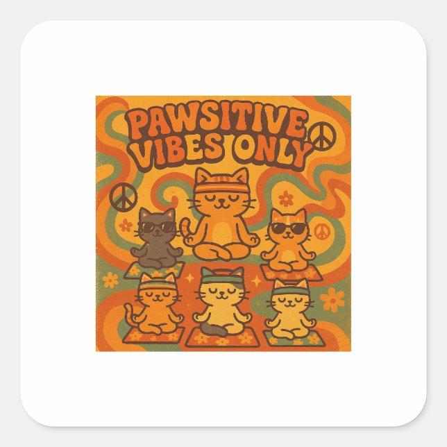 Adesivo Quadrado Pawsitive Vibes Only (Frente)