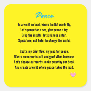 Adesivo Quadrado Paz