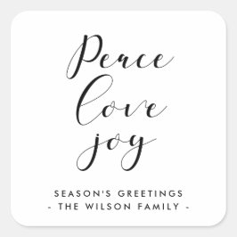 Adesivo Quadrado Paz amor alegria elegante