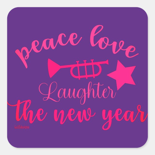 ADESIVO QUADRADO PAZ AMOR E RIR NO NOVO ANO (Frente)