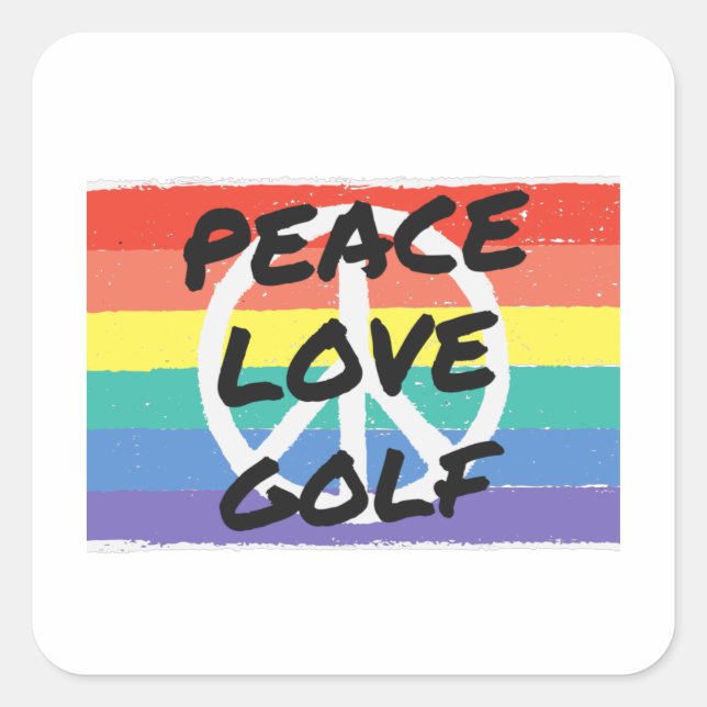 Adesivo Quadrado Paz. Amor. Golfe (Frente)