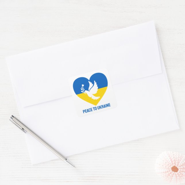 Adesivo Quadrado Paz de Texto Personalizado para a Ucrânia (Envelope)