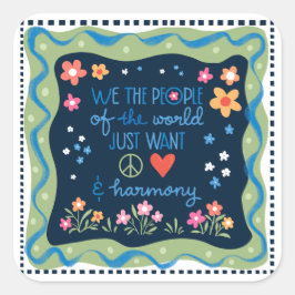 Adesivo Quadrado Paz e amor ao mundo