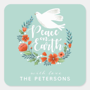 Adesivo Quadrado Paz na Terra Script de Natal
