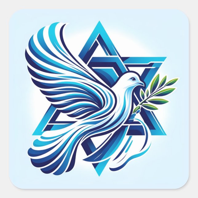 Adesivo Quadrado Paz Para Israel (Frente)