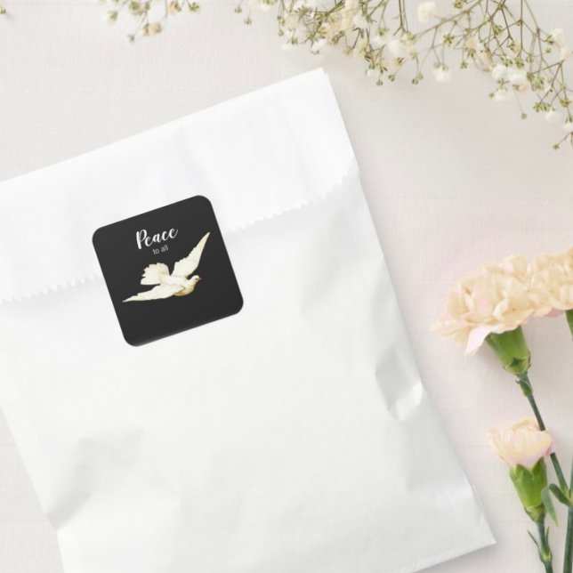 Adesivo Quadrado Paz para todos os pássaros Cartões de natal da Dov (Criador carregado)