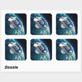 Adesivo Quadrado PC Mouse-Spacecraft: Clique em Earth Orbit.