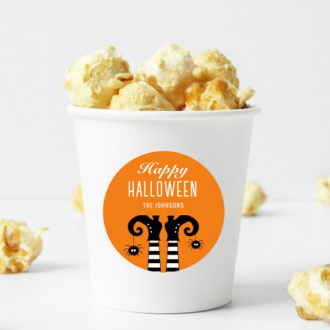 Adesivo Quadrado Pé de Bruxa de Feet Laranja de Feliz Halloween (Criador carregado)