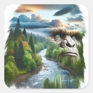 Adesivo Quadrado Pé-Grande de Exposição Dupla na Natureza