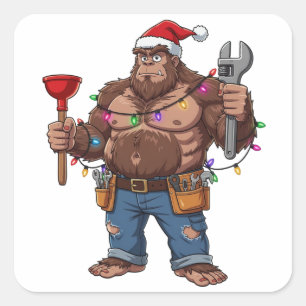 Adesivo Quadrado Pé Grande Sasquatch Encanador Natal 2026 Feriado