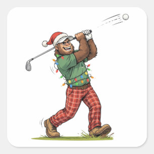 Adesivo Quadrado Pé Grande Sasquatch Golfe Natal 2026 Feriado