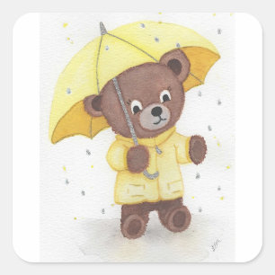 Adesivo Quadrado Pé-urso na Chuva