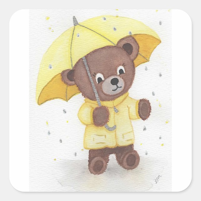 Adesivo Quadrado Pé-urso na Chuva (Frente)