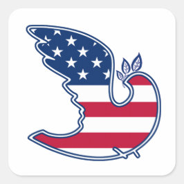 Adesivo Quadrado Peace Dove US Patriotic Design