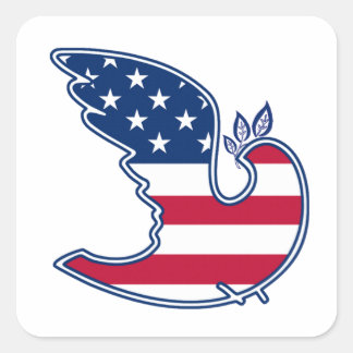 Adesivo Quadrado Peace Dove US Patriotic Design