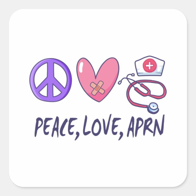 Adesivo Quadrado Peace Love APRN (Frente)