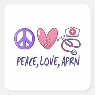 Adesivo Quadrado Peace Love APRN